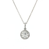 0.49 Cts. 14K White Gold Invisible Set Diamond Pendant With Halo